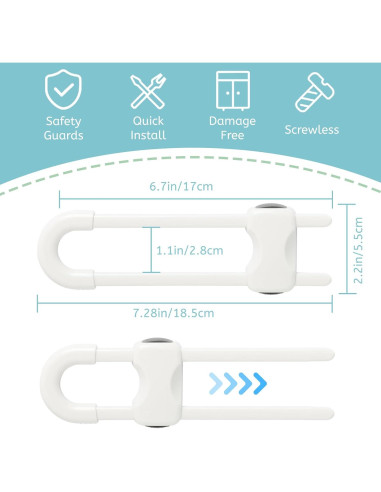 Cerraduras de Seguridad para Armarios Bebés U-2 - Paquete de 2