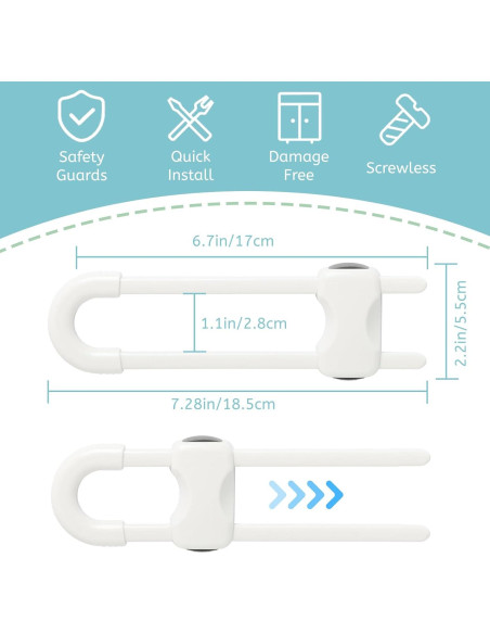 Cerraduras de Seguridad para Armarios Bebés U-2 - Paquete de 2