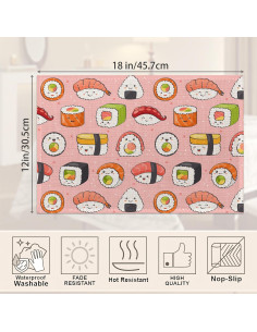 Juego de 6 manteles individuales CIAIDU rosa japonés 30x45 cm 2