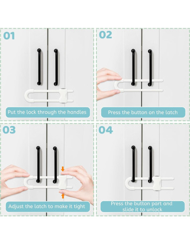 Cerraduras de Seguridad para Armarios Bebés U-2 - Paquete de 2