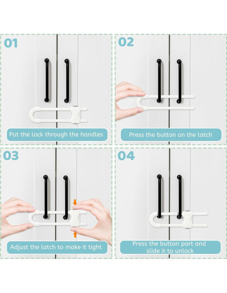 Cerraduras de Seguridad para Armarios Bebés U-2 - Paquete de 2