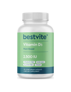 Vitamina D3 Vegana Bestvite 2500 UI 120 Cápsulas Sin Gluten
