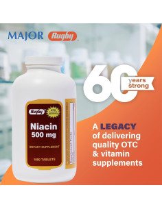 Suplemento de Niacina 500mg Rugby - 1000 Tabletas 2