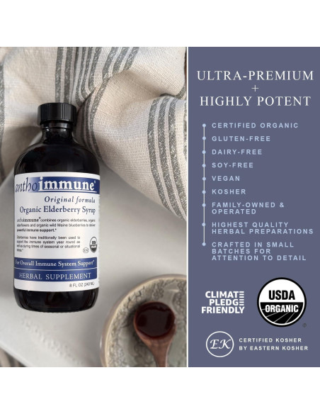 Jarabe de Saúco Orgánico Anthoimmune 236.6 ml - Soporte Inmunológico