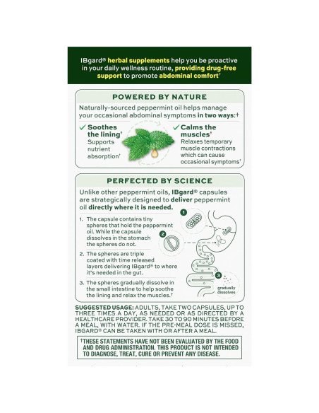 Suplemento Digestivo IBgard - 12 Cápsulas de Aceite de Menta