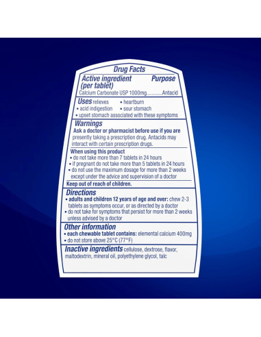 Tabletas masticables TUMS Ultra Strength Menta - 72 unidades