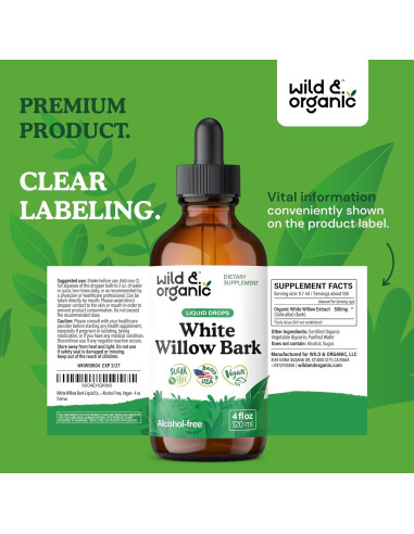 Tintura de Corteza de Sauce Blanco Silvestre 118.29 ml - Vegano