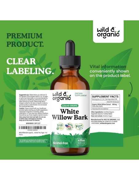 Tintura de Corteza de Sauce Blanco Silvestre 118.29 ml - Vegano