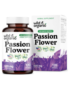 Cápsulas de Flor de Pasión Orgánica 600 mg - Wild & Organic - 120 Unidades