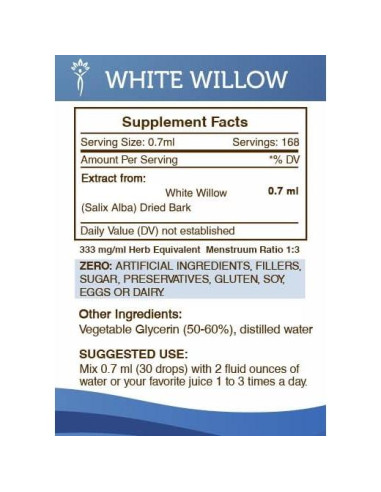 Tintura de Sauce Blanco Sin Alcohol 118.29 ML Secretos de la Tribu