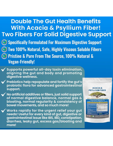 Polvo de Fibra Soluble Orgánica Acacia y Psyllium 0.68 kg