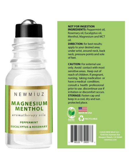 Roll On de Magnesio Mentol New Miuz 10ml - Alivio Rápido para Migrañas