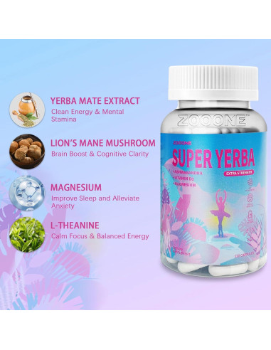 Cápsulas de Yerba Mate Zooone - Suplemento Energético 120 Unidades