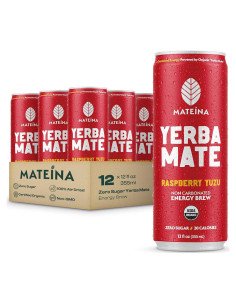 Mateina Yerba Mate Energética Orgánica Sin Azúcar - 12 Latas 355ml