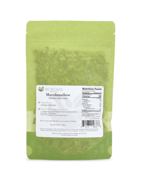 Raíz de Malvavisco Seco Biokoma 50g - Té Herbal Natural Kosher