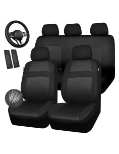 Fundas de Asiento de Coche CAR PASS 13PCS Transpirables Negro