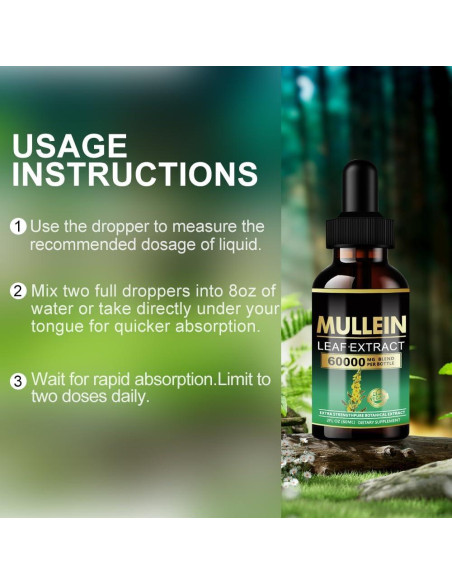 Gotas de Mullein 59.15 ml - Extracto Herbal para Pulmones