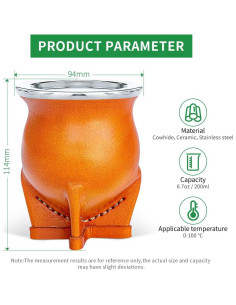 Taza de Yerba Mate Cuopru con Bombilla y Cepillo - Cerámica 2