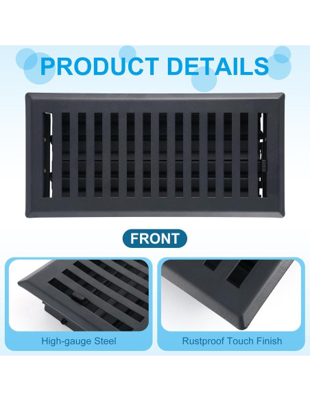 Juego de 12 rejillas de piso Baquler 10x25 cm con filtros