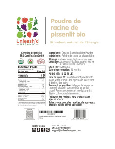 Polvo de Raíz de Diente de León Orgánico Unleash'd 450g - Vegano, Apoyo Digestivo 2