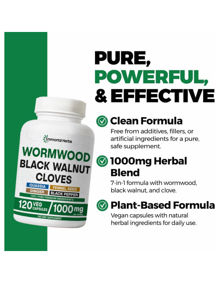 Cápsulas de Ajenjo Dulce Immortal Herbs 120 unidades 7 en 1