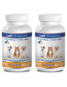 Suplemento Inmunológico para Perros y Gatos - Alivio Alergias - 2 Botellas (300 Masticables)