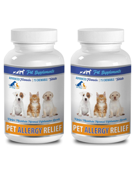 Suplemento Inmunológico para Perros y Gatos - Alivio Alergias - 2 Botellas (300 Masticables)