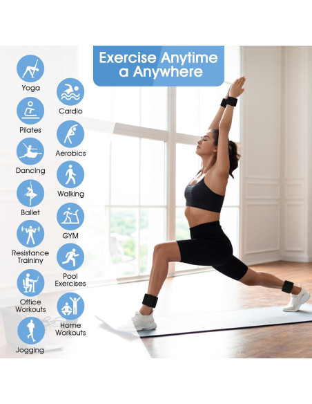 Pesas de Muñeca Ajustables FOUUAAOOU 0.9kg para Yoga y Gimnasio