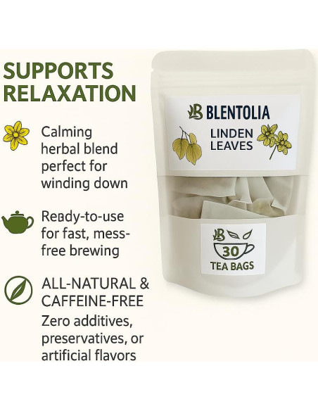 Té de Hierbas Blentolia de Tilo 100% Natural - 30 Bolsitas