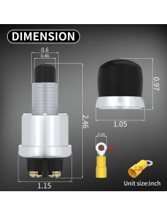 Interruptor de Botón Momentáneo DaierTek 12V 50A Impermeable 2
