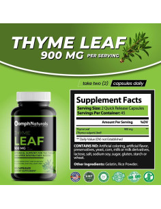 Extracto de Hoja de Tomillo Oomph Naturals 900mg 90 Cápsulas 2