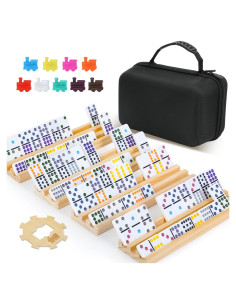 Juego de Dominó Mexicano Soopotay con 4 Soportes y Estuche