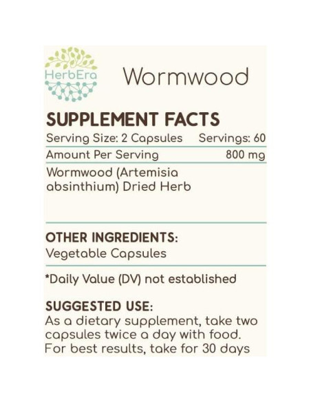 Ajenjo 120 Cápsulas 400 mg HerbEra - Suplemento Natural