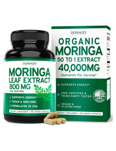 Cápsulas de Moringa Orgánica 800mg - Dorado Nutrition - 180 Unidades