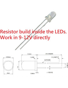 LEDs 3mm Bowerful 100pcs Mezcla 5 Colores 9-12V Sin Resistencia 2