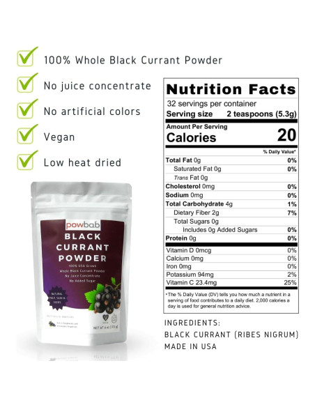 Polvo de Grosella Negra 100% powbab - 170g Sin Azúcar