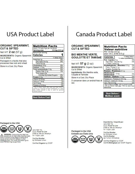 Hojas de Menta Verde Orgánica Food to Live 56.7g Secas