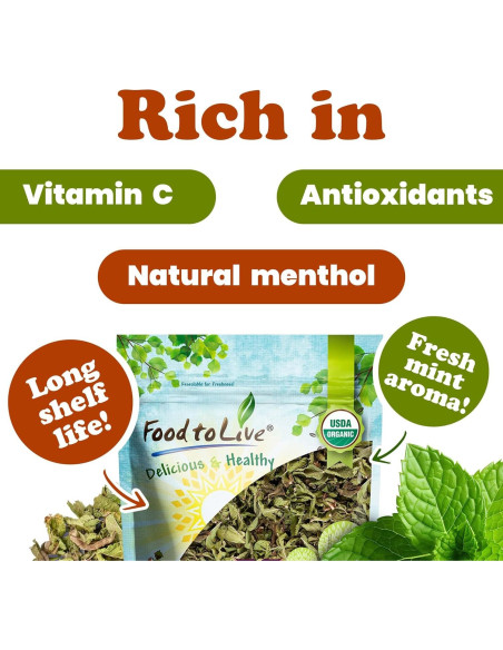 Hojas de Menta Verde Orgánica Food to Live 56.7g Secas