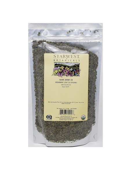 Hoja de Menta Verde Orgánica Starwest Botanicals 113g