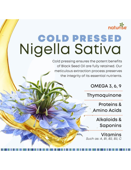 Aceite de Semilla Negra Orgánico Naturise 118 ml Prensado en Frío