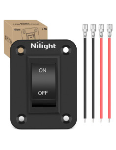 Interruptor ON-Off Nilight 4 Pines DPST 12V 20A Aluminio Negro