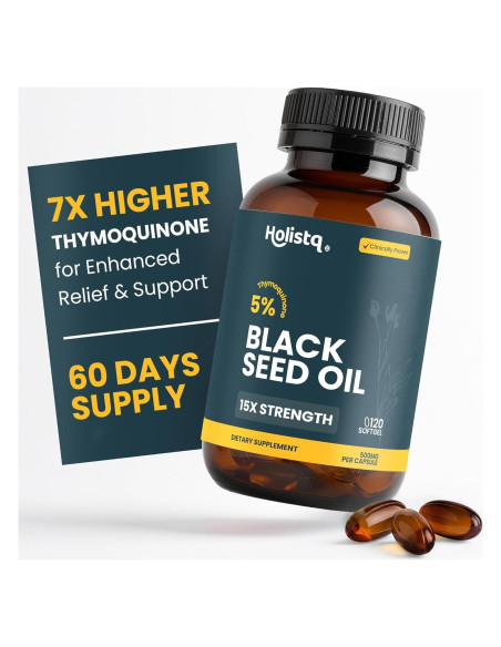 Cápsulas de Aceite de Semilla Negra Holistiq 120 Gelatinas Blandas