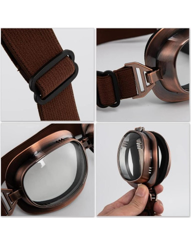 Gafas de Motocicleta Vintage Piloto ABS con Lentes UV