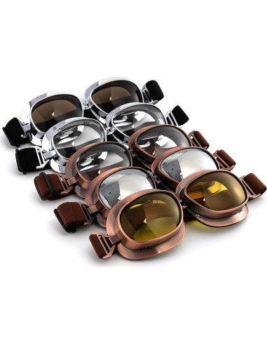 Gafas de Motocicleta Vintage Piloto ABS con Lentes UV