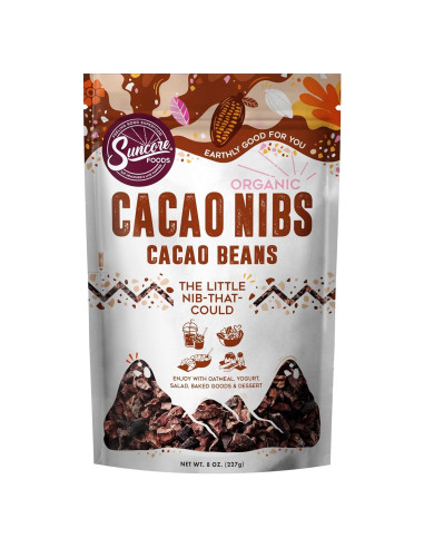 Nibs de Cacao Orgánico Suncore Foods 227g - Sin Gluten, No OGM