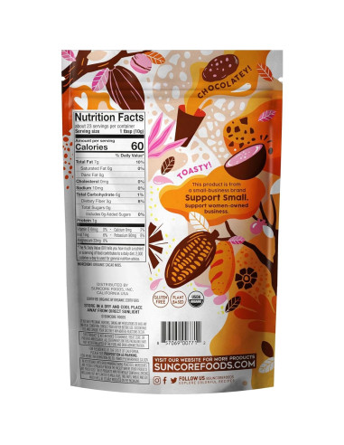 Nibs de Cacao Orgánico Suncore Foods 227g - Sin Gluten, No OGM