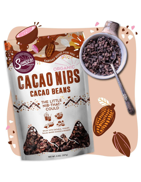 Nibs de Cacao Orgánico Suncore Foods 227g - Sin Gluten, No OGM