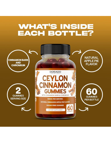 Gomitas de Canela de Ceilán Dorado Nutrition 60 Conteos