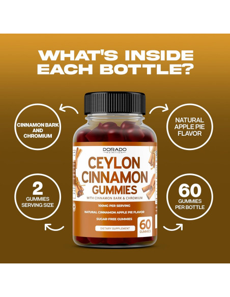 Gomitas de Canela de Ceilán Dorado Nutrition 60 Conteos