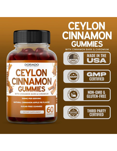 Gomitas de Canela de Ceilán Dorado Nutrition 60 Conteos